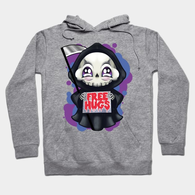 grim reaper free hugs cute and funny hallowen Hoodie by the house of parodies